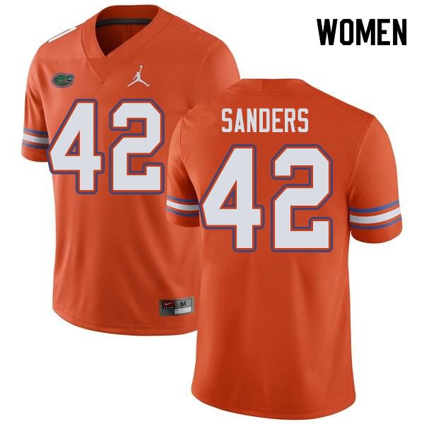 Women's NCAA Florida Gators Umstead Sanders #42 Stitched Authentic Jordan Brand Orange College Football Jersey PZA5865SM